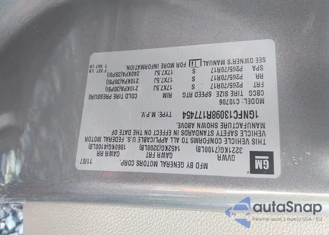 2008 Chevrolet Tahoe C1500 z USA, uszkodzony, nr VIN 1GNFC13098R177454